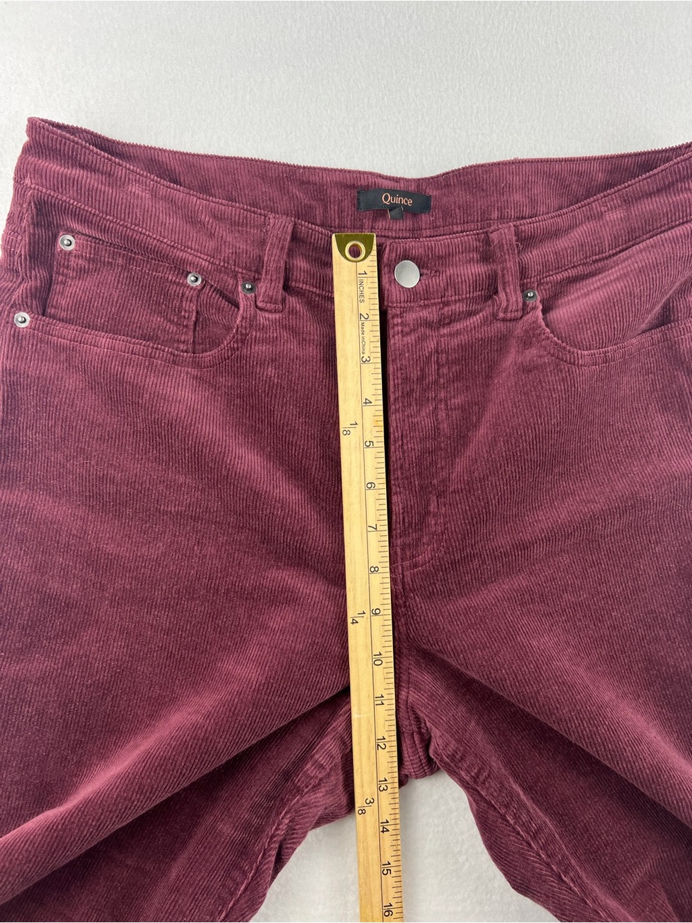 Quince Organic Stretch Corduroy Straight Leg Pant Barolo Burgundy 5 Pocket Sz 14 - Picture 9 of 12
